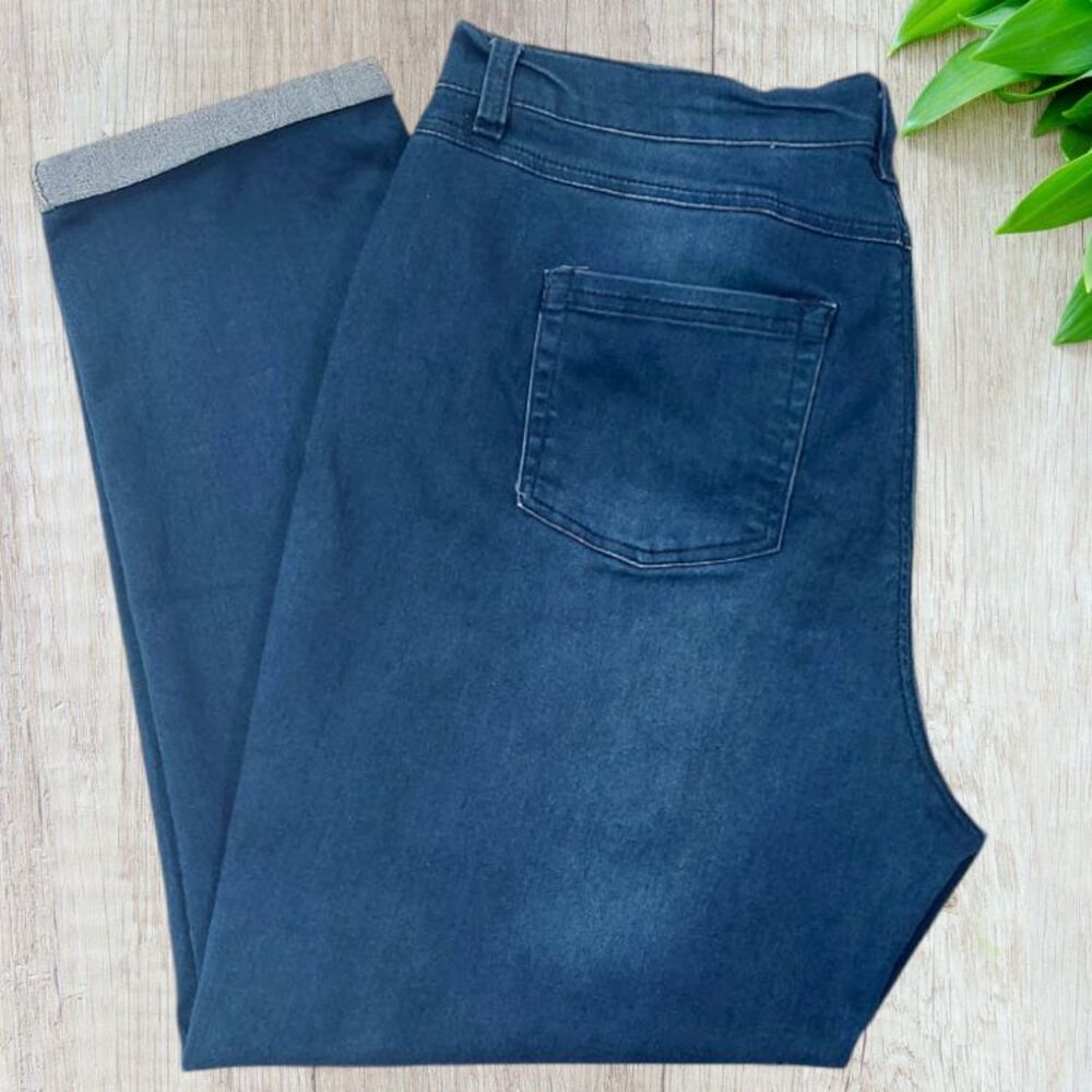 Diane Gilman Jeans Womens Cropped Sz 16 Ankle Cuffed Indigo 5 Pocket EUC
